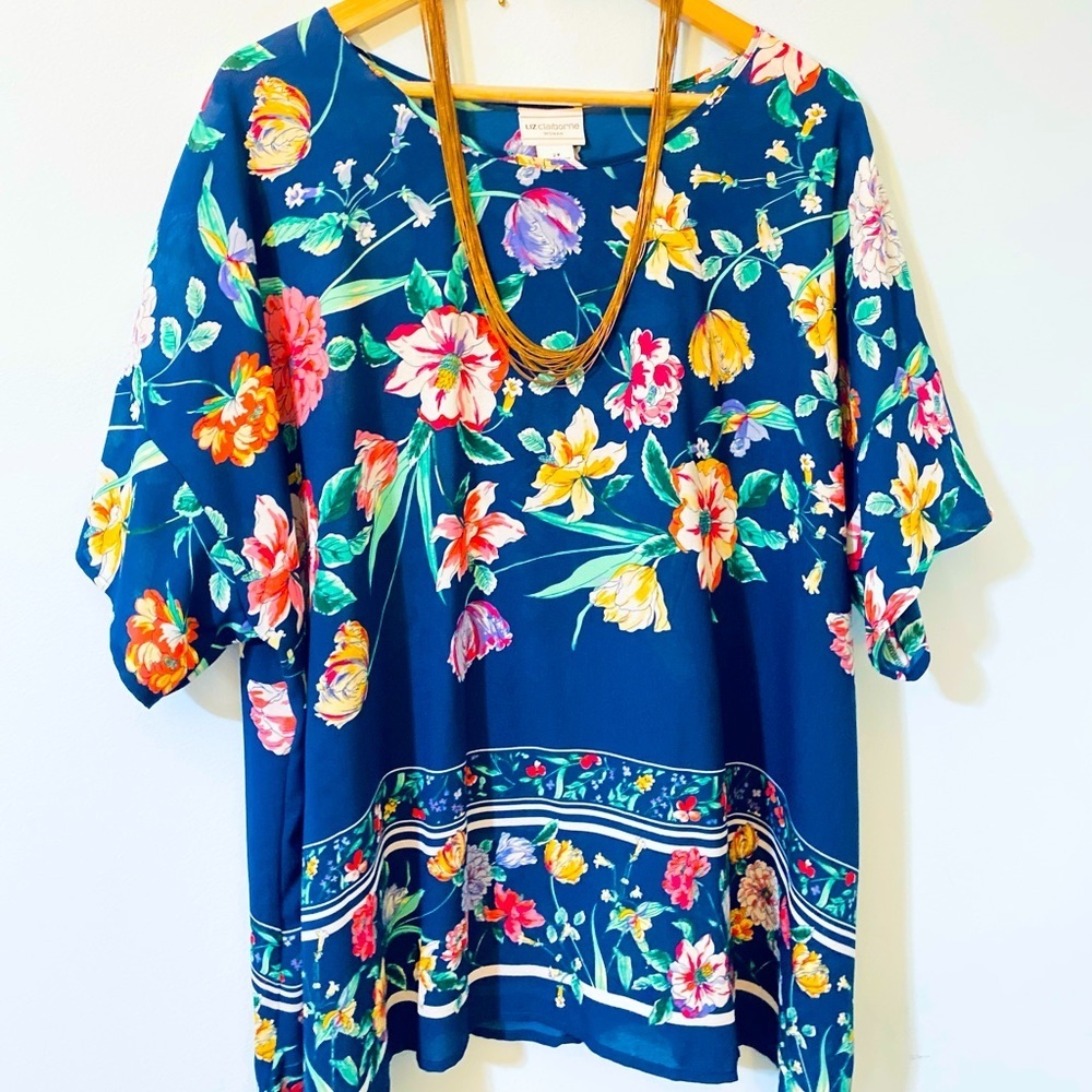 Liz Claiborne Sheer Flower print Blouse